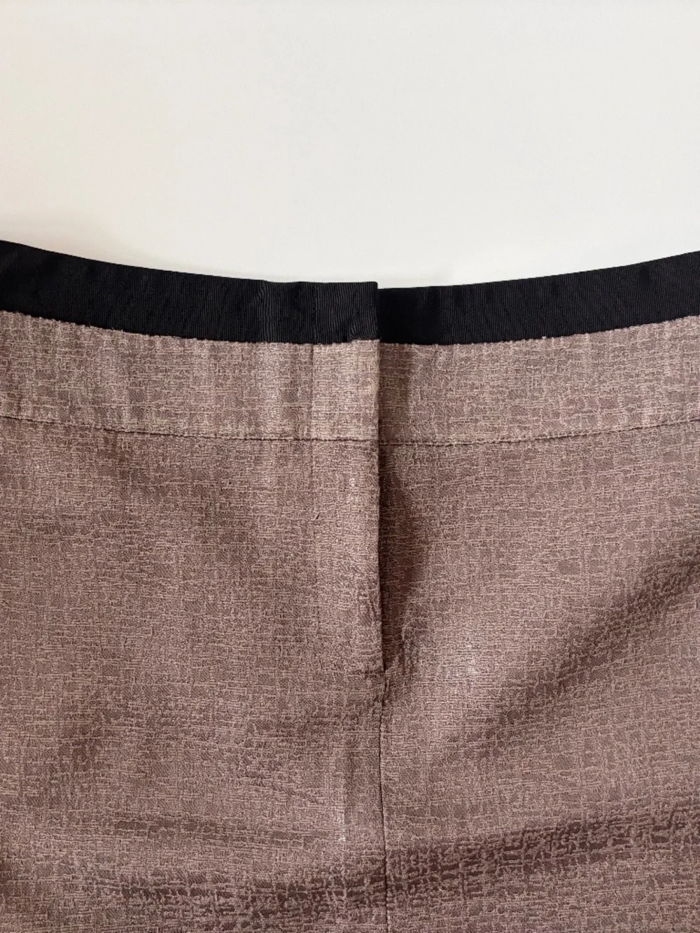 LOFT Metallic Textured Mini Skirt Size 12 Taupe Brown Black Waist Y2K